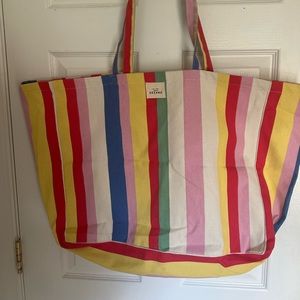 Sezane rainbow canvas tote bag beach bag large